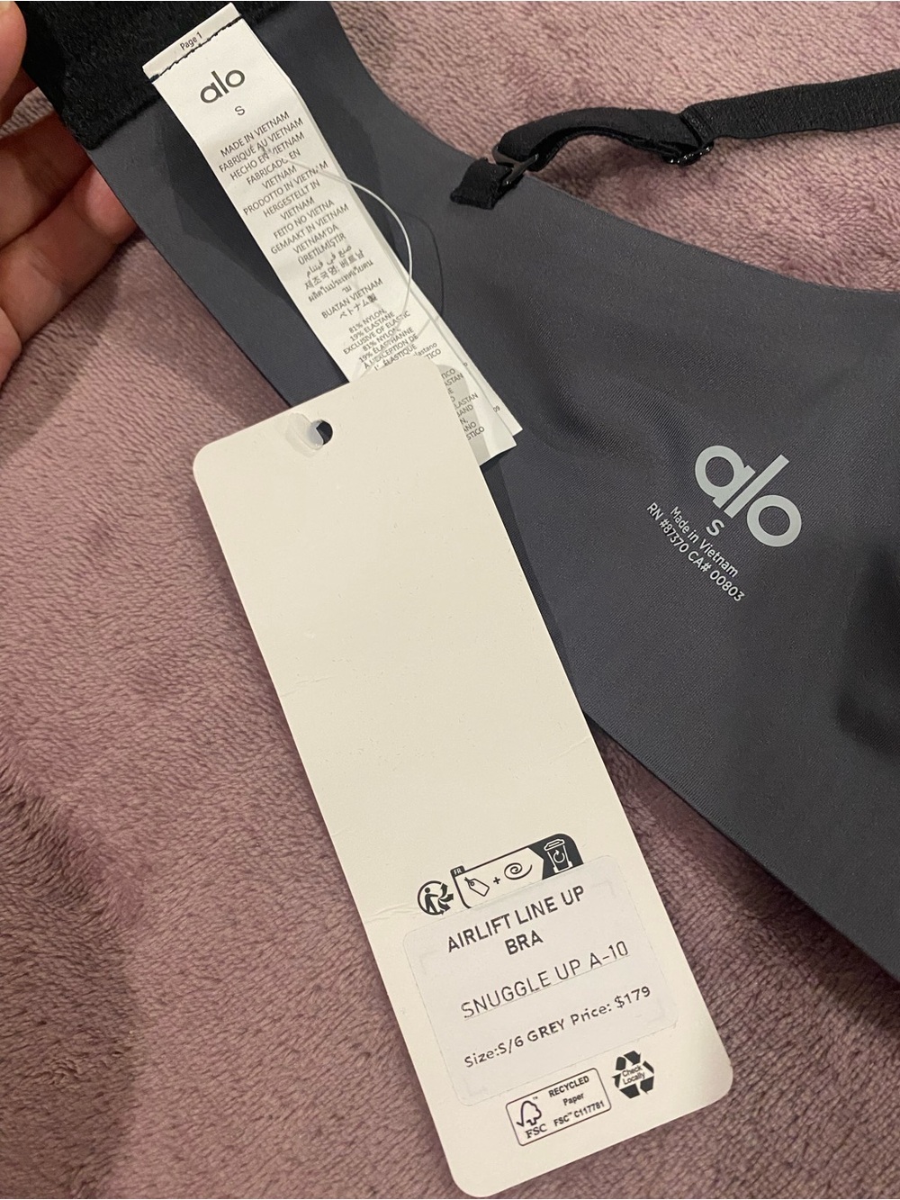 ALO Yoga Gray Airlift Line up Sports bra and Leggings set - Picture 5 of 6